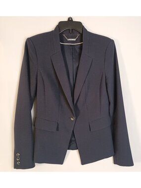 White House Black Market Blue One Button Blazer Womens S Structured